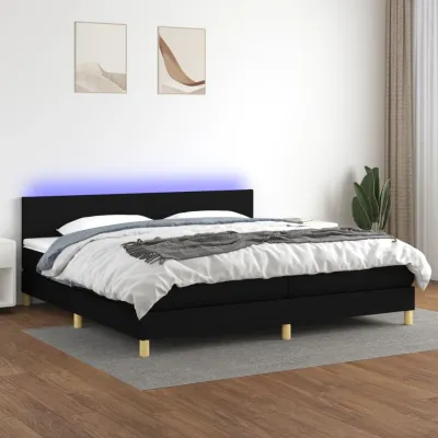 cadre de lit et matelas et LED Noir 200x200 cm Tissu