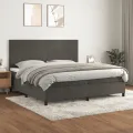 cadre de lit et matelas Gris foncé 200x200cm Velours