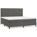 cadre de lit et matelas Gris foncé 200x200cm Velours