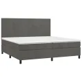 cadre de lit et matelas Gris foncé 200x200cm Velours