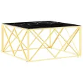 Table basse doré 80x80x40 cm acier inoxydable et verre