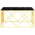 Table basse doré 80x80x40 cm acier inoxydable et verre