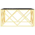 Table basse doré 80x80x40 cm acier inoxydable et verre