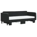 Lit de jour avec gigogne et matelas noir 90x200 cm velours