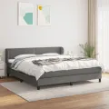 cadre de lit avec matelas Gris foncé 180x200cm Tissu