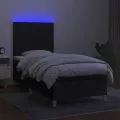 cadre de lit avec matelas et LED Noir 90x200cm Tissu