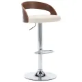 Tabourets de bar lot de 2 crème similicuir et bois courbé