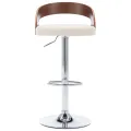 Tabourets de bar lot de 2 crème similicuir et bois courbé