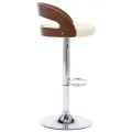 Tabourets de bar lot de 2 crème similicuir et bois courbé