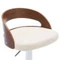 Tabourets de bar lot de 2 crème similicuir et bois courbé