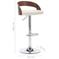 Tabourets de bar lot de 2 crème similicuir et bois courbé