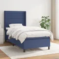 cadre de lit avec matelas Bleu 100x200 cm Tissu