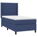 cadre de lit avec matelas Bleu 100x200 cm Tissu