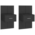 Tables de chevet murales 2 pcs Noir