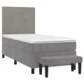 cadre de lit et matelas Gris clair 100x200cm Velours