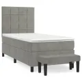cadre de lit et matelas Gris clair 90x190 cm Velours