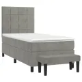 cadre de lit et matelas Gris clair 90x190 cm Velours