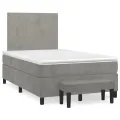 cadre de lit et matelas Gris clair 120x200cm Velours