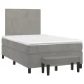 cadre de lit et matelas Gris clair 120x200cm Velours