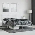Cadre de lit métal avec tête de lit blanc 140x200 cm