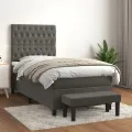 cadre de lit et matelas Gris foncé 80x200 cm Velours