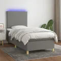 cadre de lit avec matelas et LED Gris foncé 80x200cm