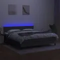cadre de lit et matelas et LED Gris foncé 160x200 cm