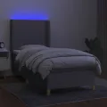 cadre de lit matelas LED Gris clair 80x200cm Tissu