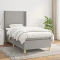 cadre de lit avec matelas Gris clair 80x200 cm Tissu