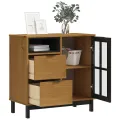 Buffet avec porte vitrée FLAM 80x40x80 cm bois massif de pin