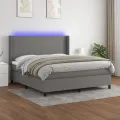 cadre de lit et matelas et LED Gris foncé 160x200 cm