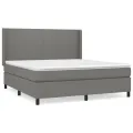 cadre de lit avec matelas Gris foncé 160x200cm Tissu
