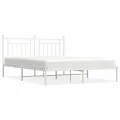 Cadre de lit métal avec tête de lit blanc 183x213 cm