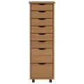 Armoire roulante avec tiroirs MOSS bois de pin marron miel