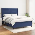 cadre de lit avec matelas Bleu 140x200 cm Tissu