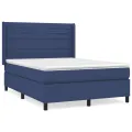 cadre de lit avec matelas Bleu 140x200 cm Tissu