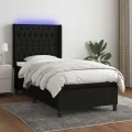 cadre de lit matelas et LED Noir 80x200cm Tissu