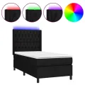 cadre de lit matelas et LED Noir 80x200cm Tissu