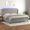 cadre de lit matelas et LED Gris clair 200x200 cm