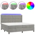 cadre de lit matelas et LED Gris clair 200x200 cm