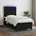 cadre de lit avec matelas et LED Noir 80x200cm Tissu