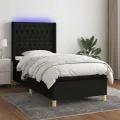 cadre de lit matelas et LED Noir 80x200cm Tissu