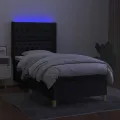 cadre de lit matelas et LED Noir 80x200cm Tissu