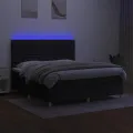 cadre de lit et matelas et LED Noir 160x200 cm Tissu