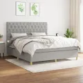 cadre de lit avec matelas Gris clair 160x200cm Tissu