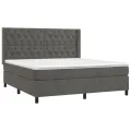 cadre de lit et matelas Gris foncé 160x200cm Velours