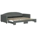 Lit de jour avec lit gigogne gris foncé 90x200 cm tissu