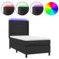 cadre de lit matelas LED Noir 90x200 cm Similicuir