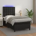 cadre de lit avec matelas et LED Noir 90x190 cm