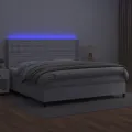 cadre de lit matelas LED Blanc 200x200 cm Similicuir